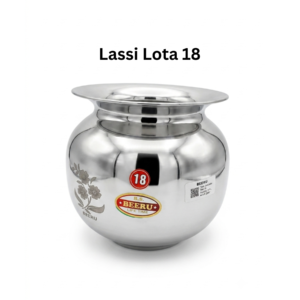 Beeru Lassi Matka Pot (Lota) Maker for Curd, Egg & Cream,Lassi,Milkshake,Butter Milk Mixer/Steel Water Jug Lota with for Summer Drinks Milk,6.2L Capacity-Color Silver | Lota18