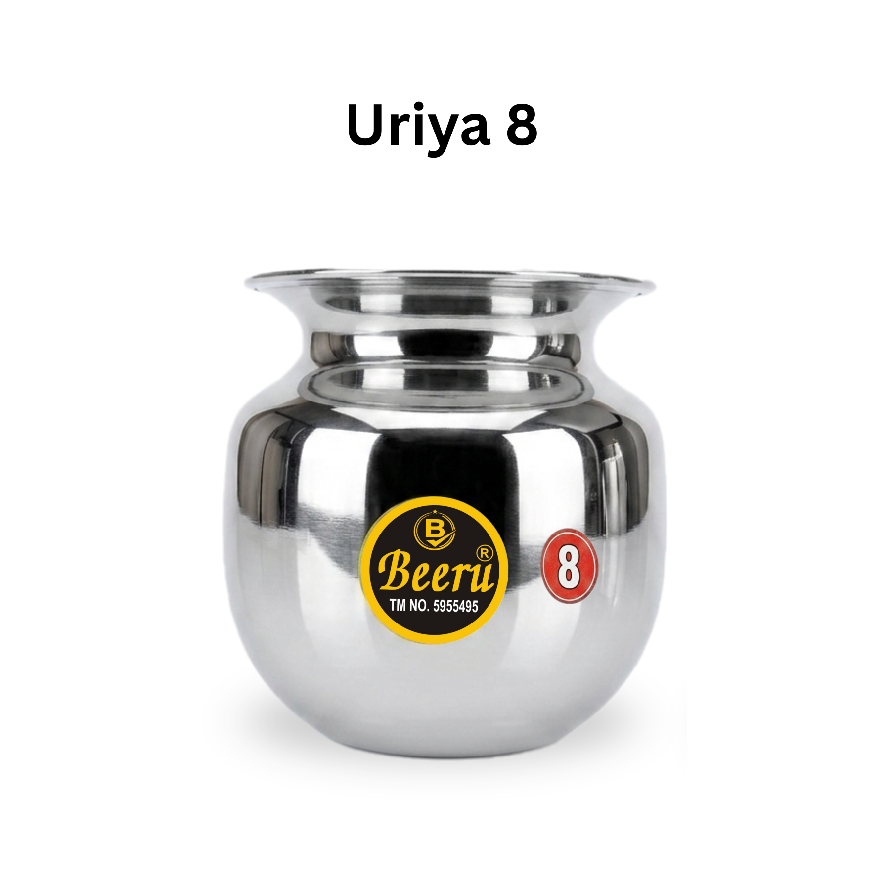BEERU Stainless Steel Lota with Mirror Finish,Heavy Lota - 500ml , Silver (Weight-130 gram), Multipurpose ,Size 8