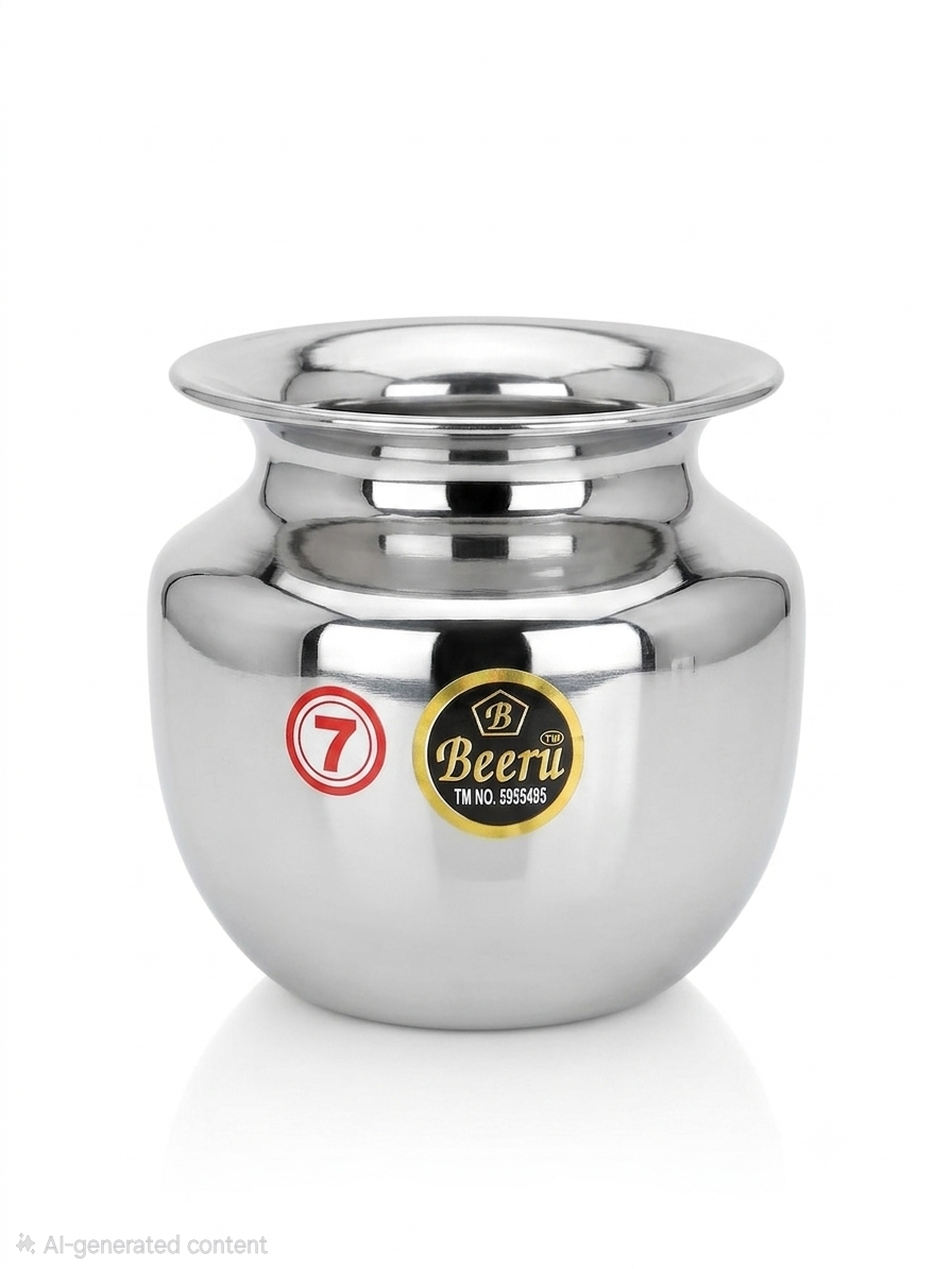 BEERU Stainless Steel Lota with Mirror Finish and Ergonomic Neck Design, Multipurpose ,Size 7, Capacity 350 ml