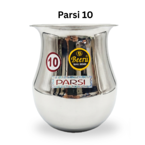 Heavy Duty Beeru Stainless Steel Water Storage Parsi Lota | Kalash | Chambu | Tumbler for Pooja | Pongal | Marriage | Karvachauth, Silver Medium (1 L) | Parsi 10
