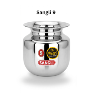 Beeru Stainless Steel Sangli Lota | 900 ml | Traditional Lota for Pooja, Temple & Home Décor | Steel Kalash for Ritual Use ,Sangli Size 9