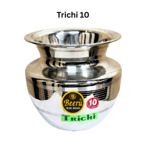 BEERU Stainless Steel Lota | Mirror Finish | Ergonomic Neck Design | Multipurpose Lota | Kalash | Chambu | Tumbler for Puja | Marriage | Karwachauth | Large – 1 L , Trichi 10