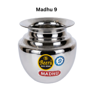 Beeru Glossy Stainless Steel Heavy Designer Lota 900 ml (Silver) , Madhu Size 9