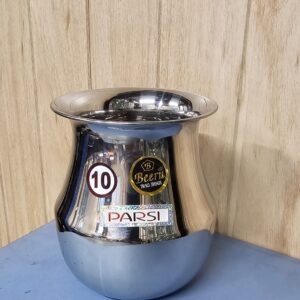 Heavy Duty Beeru Stainless Steel Water Storage Parsi Lota | Kalash | Chambu | Tumbler for Pooja | Pongal | Marriage | Karvachauth, Silver Medium (1 L) | Parsi 10
