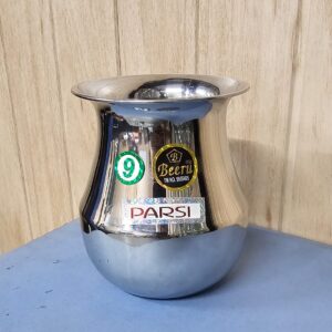 Beeru Stainless Steel Lota 900ml Water Storage, Heavy Duty, Tumbler, for Pooja, Kalash, Medium Silver, Premia, Marriage, Pongal | Parsi 9