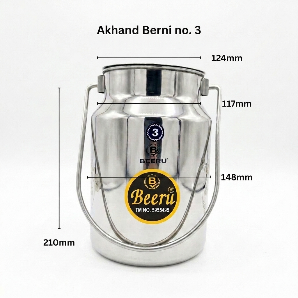 Beeru stainless steel akhand berni - Without joint, size 3 - Image 2